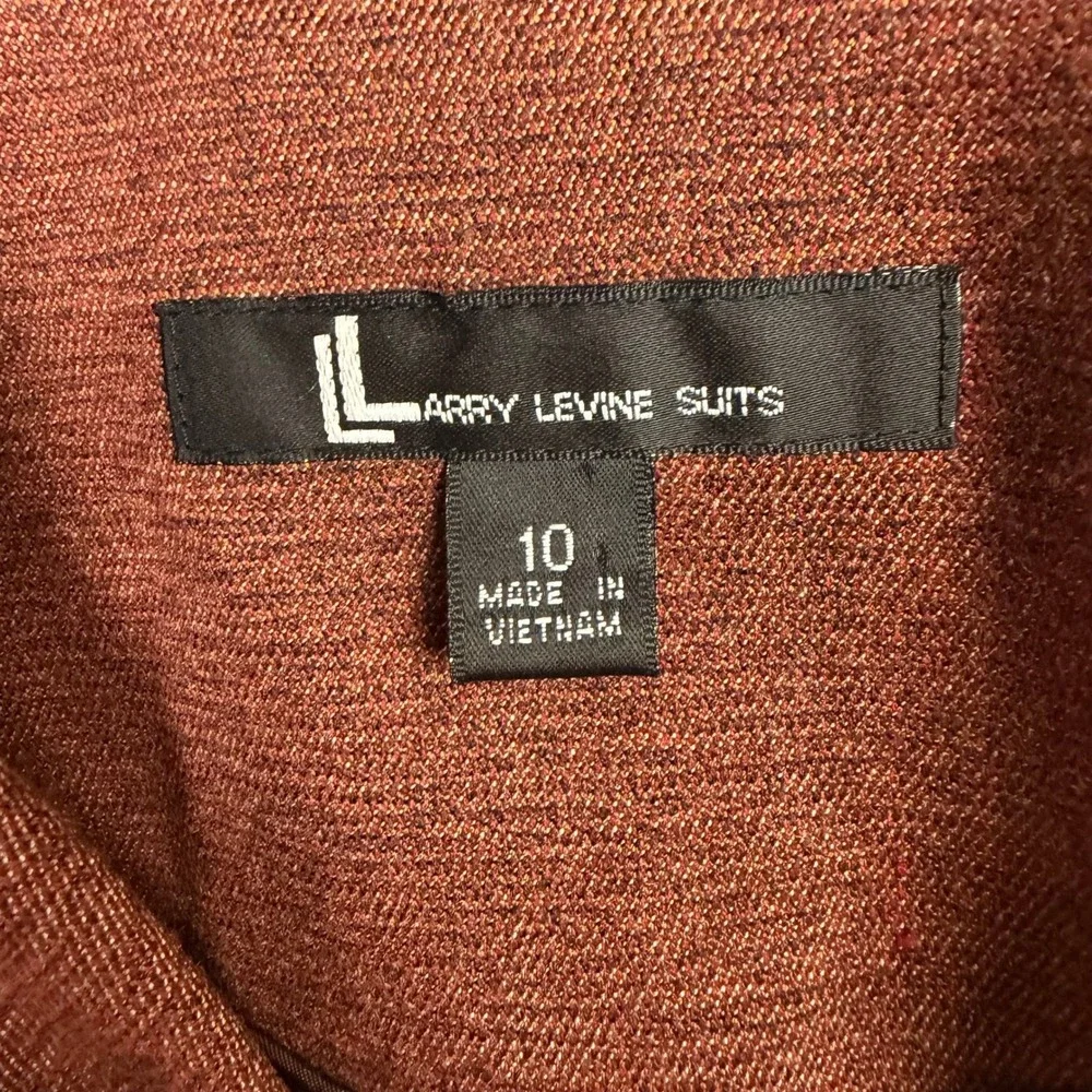 Larry Levine Suits Womens Rust Orange 2 Pc Double Breasted Blazer Skirt Set 10